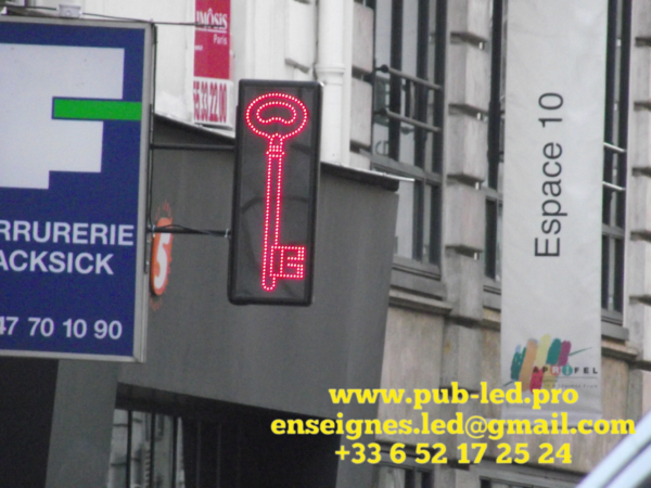 ENSEIGNE LUMINEUSE LED 50x70CM DOUBLE FACE AVEC ANIMATION POUR CORDONNERIE SERRURERIE – Image 3