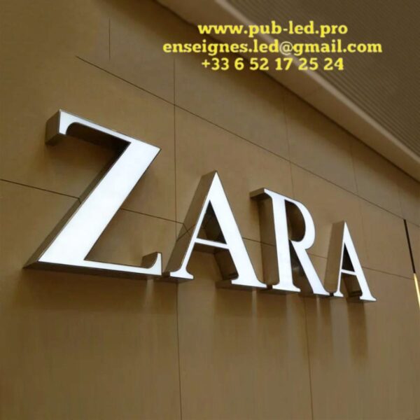 ENSEIGNE LUMINEUSE LED 3D EXTÉRIEURE “ZARA” 40CM