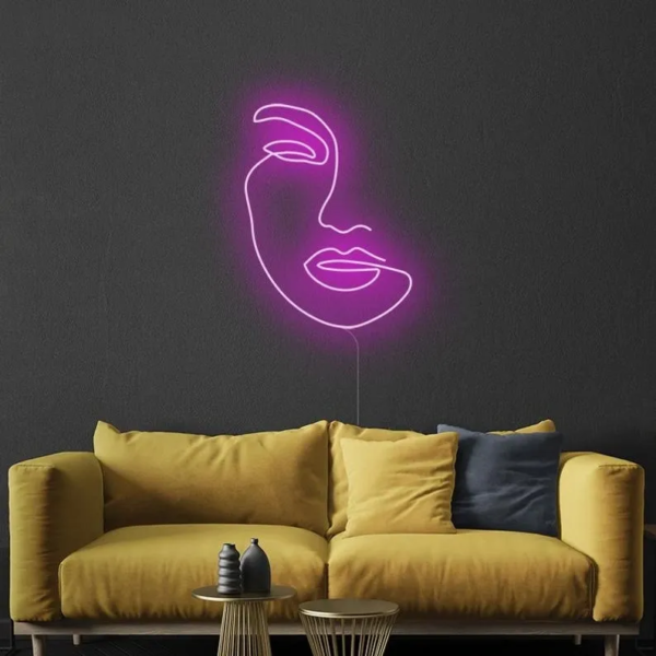 LUMINAIRE MURAL “VISAGE DE DAME”, NÉON FLEX DESIGN, TAILLE ADAPTABLE, 55 cm OU 80 cm – Image 3