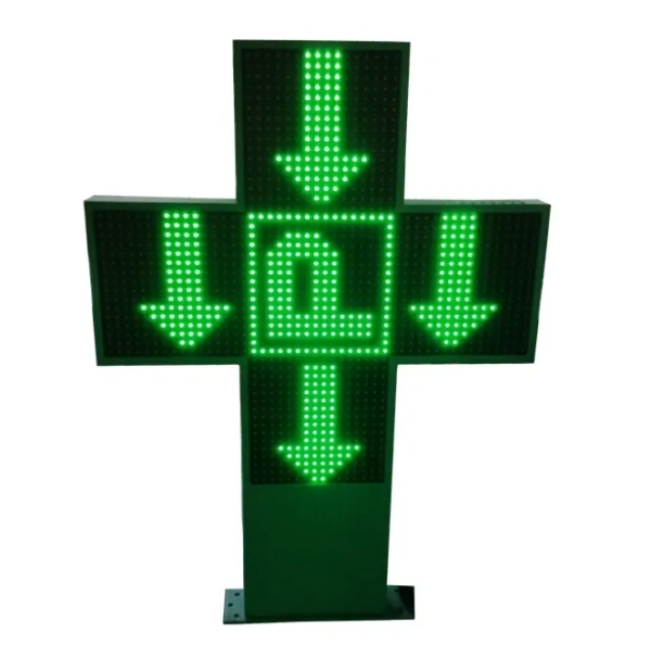:ENSEIGNE LED 100x100cm CROIX PHARMACIE 2 FACES PROGRAMMABLE AVEC ANIMATION 3D