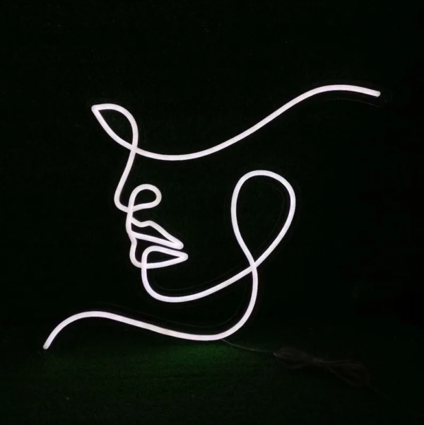 ENSEIGNE LUMINEUSE " VISAGE DE DAME" NÉON FLEX PERSONNALISÉE, CHOIX DE TAILLE ET COULEUR, 60 et 70 cm