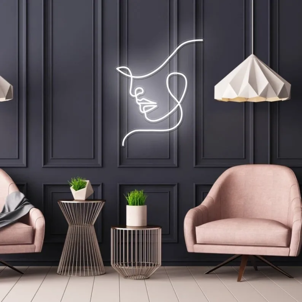 ENSEIGNE LUMINEUSE " VISAGE DE DAME" NÉON FLEX PERSONNALISÉE, CHOIX DE TAILLE ET COULEUR, 60 et 70 cm – Image 4