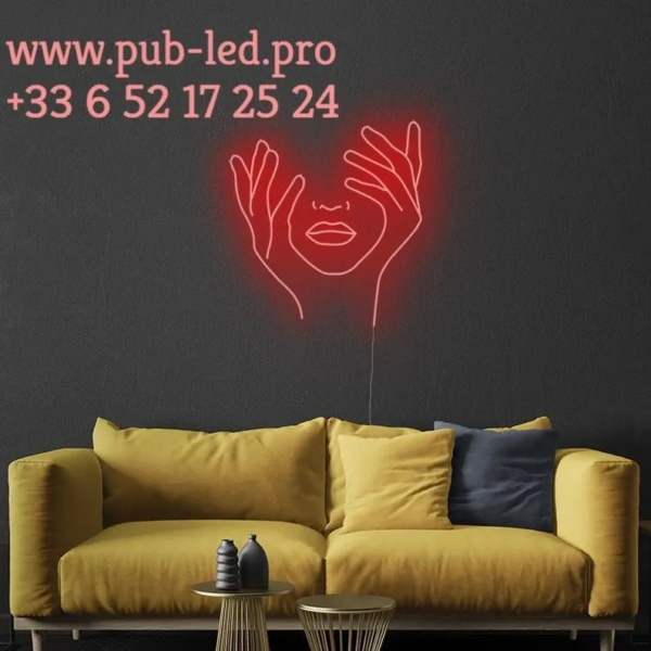 ENSEIGNE LUMINEUSE "VISAGE NÉON" NÉON FLEX PERSONNALISÉE, CHOIX DE TAILLE ET COULEUR, de 55 cm et 78 cm – Image 3